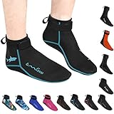 OMGear Water Socks Neoprene Socks Beach Booties Shoes 3mm Glued Blind Stitched Anti-Slip Wetsuit Boots Fin Swim Socks (3mm Low Cut/Aqua, S(Men 6-7,Women 6-8))
