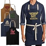 Personalized Father's Day Gifts from Daughter, Son - Custom Embroidered Canvas Apron for Men w/Name, Text - 4 Colors, 10 Fonts & 18 Threads - Grilling Gifts for Men, Best Dad Ever