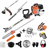 Brushcutter Kit -High Strength Long Handle Multi-Functional Chainsaw 63cc 5 in 1 - Gardening Tools - Lawn Mower, Hedge Trimmer, Brush Cutter - 2-Point Blade, 6t Blad, Lawn Edger, Edger, Grass Trimmer
