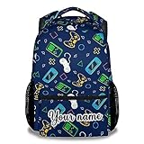 CUSPCOD Personalized Gamer Backpack for Boys, 16 Inch Gaming Backpacks for School, Cool, Adjustable Straps, Durable, Lightweight, Large Capacity Bookbag for Kids