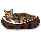 Pet Craft Supply Cat Bed for Indoor Cats - Kitten Bed - Machine Washable - Ultra Soft - Self Warming - Refillable Catnip Pouch, 5 Inch, Brown