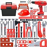 Kids Tool Set, 55 Pcs Kids Tool Set Pretend Play Kids Toys with Tool Box and Electronic Toy Drill, Toy Tools for Toddler Boys Girl Kid Child Ages 3+