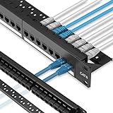 Rapink Patch Panel 24 Port Cat6 with Inline Keystone 10G Support, Pass-Thru Coupler UTP 19-Inch with Removable Back Bar, 1U Network Patch Panel for Cat6, Cat5e, Cat5 Cabling