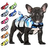 ALAGIRLS Dog Life Jacket Ripstop Shark Flotation Lifesaver Vests with Rescue Handle for Small Medium Large Dogs, Pet Safety Swimsuit for Swimming Pool Beach, Upgraded-BlueCamo M