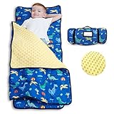 ACRABROS Toddler Nap Mat with Pillow and Blanket, Extra Large Rolled Napping Mats,Slumber Bags for Boys Girls,Kids Sleeping Bag for Daycare, Preschool Travel Camping, Dinosaur