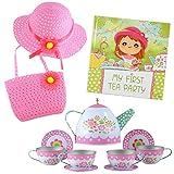 Tea Party Gift Set- Includes Book, Tea Set, Hat, and Purse. Perfect Pretend Play for Toddlers and Little Girls - My First Tea Party!