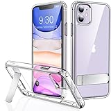 JETech Case for iPhone 11 6.1-Inch with Stand, Support Wireless Charging, Slim Shockproof Bumper Phone Cover, 3-Way Metal Kickstand(Clear)