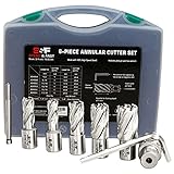 Annular Cutter Set 6 Pcs, Weldon Shank 3/4”, Cutting Depth 1”, Outside Diameter 1/2 to 1-1/16 Inch, Mag Drill Bits Kit for Magnetic Drill Press by S&F STEAD & FAST