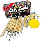 Pottery Tool Kit and Polymer Clay Tools Set for Modeling Sculpting Carving Tool Kit - 45 Pieces Ceramic Tools for Pottery Clay Sculpting Tools and Shaping Supplies Wood and Metal