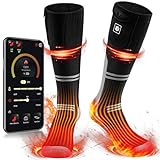 Heated Socks for Men Women Washable Rechargeable APP Remote Control 9V Efficient Output 22.2Wh Battery Battery Electric Heating Socks for Hunting Ice Fishing Camping Hiking Outdoor Work(Black，M)