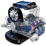 Playz Flat 6 Model Engine Building Kit - 320+ Pieces Revved-Up Internal V8 Style Combustion to Build Your Own Mini Engine That Works - DIY STEM Project & Gift for Kids, Teens, & Hobby Kit for Adults