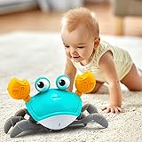 Aprilwolf Escaping Crawling Crab, New Edition with Music Control, Tummy Time Baby Toys, Interactive Walking Dancing Toy, Fun Christmas Birthday Gifts Entertain Boy Girl Pet Dog