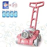 Bubble Machine, Bubble Lawn Mower for Toddlers, Summer Outdoor Push & Pull Children's Toys, 7000+ Automatic Rainbow Bubble Machine, Wedding Party Favors, Birthday Gifts for Boys and Girls(Pink)