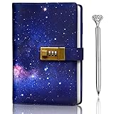 Galaxy Diary with Lock , Journal with Lock bundled with Pen , Locking Journal with PU Leather , Notebook with Lock A5 size , Locked Journal , Journals with locks , Journal Lock