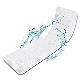 Rraycom Full Body Bath Pillow Mat Non-Slip Luxury Spa Cushion, Bathmat with Pillows for Tub Neck and Back Support, Large Non Slip Suction Cups Comfort Head Rest -49x14in