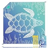 Beach Blanket, Waterproof Sandproof Beach Mat Oversized 79 X 83 Inch for 4-6 Adults, Lightweight Picnic Blanket, Portable Picnic Mat for Outdoor Travel Camping Hiking with 4 Stakes & 4 Corner Pocket