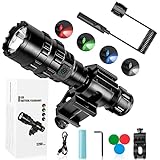 Ouesen LED Tactical Flashlights with Picatinny Mount, 1600LM Bright 5 Modes Opreated Flashlight with USB Rechargeable Batteries, Remote Pressure Switch, for Camping Biking (CREE XML-L2 LED)