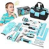 SHALL 26-Piece Kids Size Tool Set, Real Tools Kit for Kids with 12' Tool Bag, Safety Certified Children Learning Tool Set with Hand Tools for Boys & Girls Age 6+, DIY Building, Woodwork & Construction