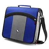 3-Inch 3 Round Rings Zipper Binder, Handle and Shoulder Strap Included, Blue