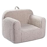 MOMCAYWEX Kids Snuggly-Soft Sherpa Chair, Cuddly Toddler Foam Chair for Boys and Girls, Light Grey