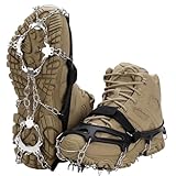 Crampons 19 Spikes with Stainless Steel Chain Ice Snow Grips Traction Cleats System Safe Protect for Walking, Jogging, Climbing, or Hiking on Snow and Ice (Fit M/L/XL Shoes/Boots)