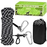 Dog Tie Out Cable for Camping - 50ft/70ft/100ft Portable Reflective Overhead Trolley System for Dogs up to 300lbs - Dog Lead for Yard Camping | Parks | Outdoor Events(Black)