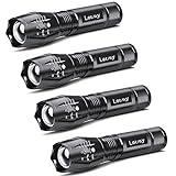 LETMY LED Tactical Flashlight S2000 [4 Pack] - High Lumens, Zoomable, 5 Modes, Waterproof Handheld LED Flashlight - Best Camping, Outdoor, Emergency, Everyday Flashlights
