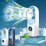 Desk Fan Bladeless, Bladeless Tower Fan Desk A-ir Cooler, Portable Table Fan Small Quiet Fan Air Conditioner, LED Display Desktop Fans with 6 Speeds & Timer for Bedroom Home Office Prime Of Day Deals
