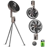 YOKEKON Outdoor Cordless Fan for Camping, 37' High Rechargeable Standing Fan with Remote Light, 12000mAh Battery Operated, Oscillating, Quiet, 8 Speeds, Timer, Bedroom/Dorm/Beach/House/Office