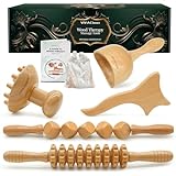 ViVACious 5Pcs Wood Therapy Massage Tools - Lymphatic Drainage Massager, Maderoterapia Kit, Body Sculpting Massager for Muscle Pain-Relief, Anti-Cellulite, Body Shaping & Body Contouring
