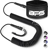 BPS 'Storm' Premium Ultralite 10 Foot Coiled Leash for SUP Paddleboarding Surfing - Double Stainless Steel Swivels, No Rusting - Leg Rope Ankle Leash for Surf SUP Board (Pure Black)