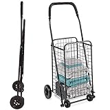 DMI Utility Cart with Wheels to be used as a Shopping Cart, Grocery Cart, Laundry Cart and Stair Climber Cart, Weighs 7.5 Pounds but holds up to 90 Pounds, Compact and Foldable, Black