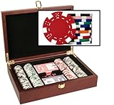 DA VINCI Mahogany Wood Poker Chip Set with 200 11.5 Gram Chips