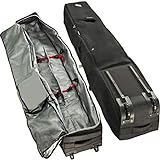 Athletico Rolling Double Ski Bag - Padded Ski Bag with Wheels for Air Trave (Black, 190cm)