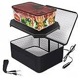 Portable Oven 12V Car Food Warmer Large Electric Lunch Box Personal Microwave Reheating & Raw Food Cooking in Car, Truck, Travel, Camping, Office,Work(Black)