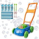 Bubble Lawn Mower for Kids - Bubble Machine for Toddlers, Outdoor Push Backyard Toys for Preschool Kids, Bubble Maker Blower Toys with Bubble Wand for Party Favors, Birthday Gift, Boys, Girls - Blue