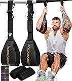 RDX AB Straps for Pull Up Bar Hanging, Maya Hide Leather, Abdominal Muscle Building Padded Arm Support Slings with D-Ring Grip Strap, Leg Raiser Exercise Fitness Workout Training Equipment, Men Women