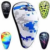 Exxact Sports Lightweight Athletic Cup Mens - Youth Baseball Cup for Superior Support and Comfort, Boys Cups for Sports Softball Football Lacrosse Hockey, Sports Cup for Men (Large, Blue CAMO)