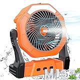 Portable Misting Fan, 8-Inch 10000mAh Rechargeable Battery Operated Fan, Personal Desk Fan with 250mL Water Tank & LED Lantern, Cooling Mist Fan for Home Desk, Patio, Camping, Outdoor&Indoor Use