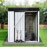 Lyromix 5' × 3' Metal Outdoor Storage Shed with Door & Lock, Waterproof Garden Storage Tool Shed for Backyard Patio,White-Black