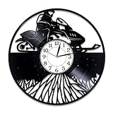 Kovides Snowmobile Birthday Gift for Boy Snowscooter Vinyl Clock 12 Inch for Man Snowmobile Original Home Decor Snowscooter Vinyl Record Wall Clock Snowmobile Handmade Products