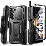 TONGATE for Galaxy Z Fold 5 Case, with New S Pen Holder & Screen Protector & Kickstand, Full-Body Rugged Hinge Protection Case with Belt-Clip & Camera Cover for Samsung Galaxy Z Fold 5 Case, Black