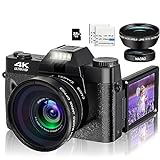 ISHARE 4K Digital Camera for Photography, 48MP FHD Video Camera with WiFi, 3 Inch Flip Screen, 16X Digital Zoom, Vlogging Camera for YouTube (32G Micro Card)