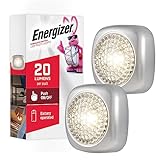 Energizer LED Tap Light, 2 Pack, Silver, Battery Operated, Wireless Lights, Stick On Light, Portable, Under Cabinet Lighting, Push Light, Ideal for Kitchen Under Cabinet, Closets, and More, 37107