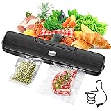 Vacuum-Sealer-Machine - Food Vacuum Sealer for Food Saver - Automatic Air Sealing System for Food Storage Dry and Moist Food Modes Compact Design 12.6 Inch with 15Pcs Seal Bags Starter Kit