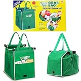 2Packs Reusable Shopping Cart Grab Bags and Grocery Organizer Designed for Trolley Carts by Modern Day Living (green)