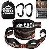Pro Venture Hammock Straps and 2 Carabiners, 30+2 Loops, 1200lbs Breaking Strength (500lbs Rated) | 100% Non-Stretch, Lightweight, Portable Camping - Quick, Easy Setup | Heavy Duty + Tree Friendly