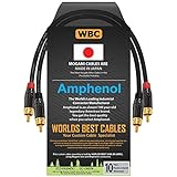 WORLDS BEST CABLES 1.5 Foot – High-Definition Audio Interconnect Cable Pair Custom Made Using Mogami 2964 Wire and Amphenol ACPL Black Chrome Body, Gold Plated RCA Connectors