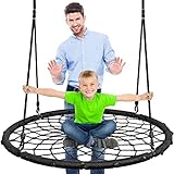 SWING Net Swing for Kids Outdoor, 40” Round Saucer Swing for Tree, Platform Circle Swings for Outside & Indoor