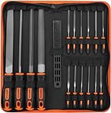 Simniam 18Pcs Professional Files Set, Premium T12 Metal Files with Suitcase, Flat/Triangle/Half-Round/Round Large Files & 12x Needle Files&Cleaning Brush, Perfect for Wood, Metal&DIY Project